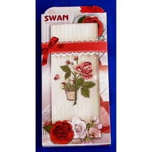 Bavlnená utierka Darčekové balenie, Swan Ruže, 50 x 70 cm
