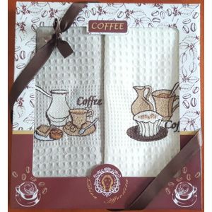 Forbyt, Darčekové balenie 2 ks bavlnených utierok, Coffee šálky s tortičky, 50 x 70 cm
