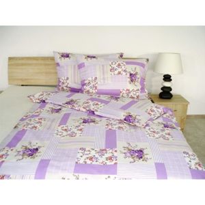 Forbyt, Súprava 1+1 posteľnej bavlneného obliečky, Kvety fialové