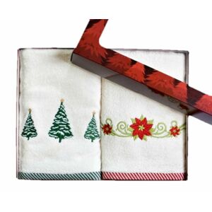 Darčekové balenie 2 ks froté uterákov, stromček a Vianoční hviezda, 50 x 100 cm