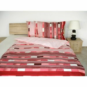 Súprava 1 + 1 posteľnej bavlneného obliečky, Dúhové tehly, ružové