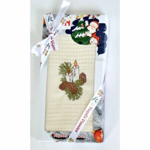 Bavlnená utierka Darčekové balenie, Vianoční sviečky, 50 x 70 cm
