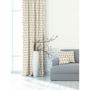 Dekoratívna záclona alebo látka, OXY Žlto-šedé trojuholníky, sivo-žltá, 150 cm