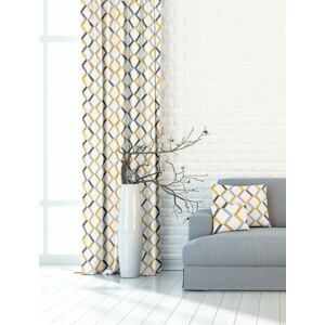 Dekoratívna alebo textilná záclona, OXY Žlto-šedá geometria, sivo-žltá, 150 cm