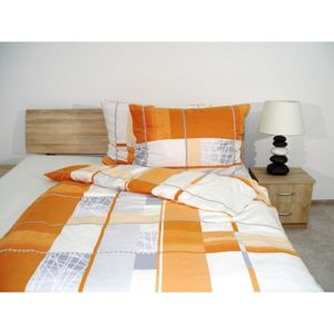 Forbyt, Obliečky bavlnené, Flanel štvorca oranžové, 140 x 200 + 70 x 90 cm