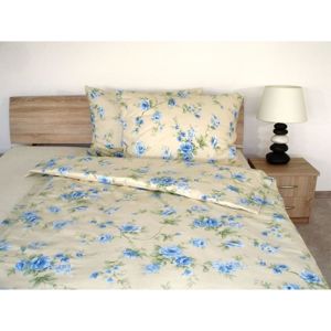 Forbyt, Obliečky bavlnené, Flanel Alexis kvety modré, 140 x 200 + 70 x 90 cm