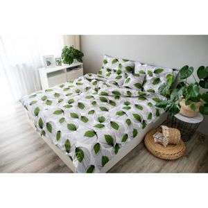 Forbyt, Súprava 1+1+1 posteľnej bavlneného obliečky, Zelené listy