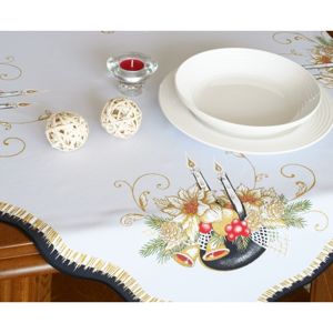 Forbyt, Obrus vianočné, Sviečka sa zvončekmi, čierny 85 x 85 cm