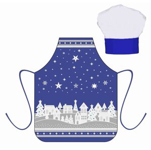 Forbyt, Zástera detská s kuchynskú čapicou, Zimné dedinka, modrá