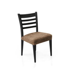 Poťah elastický na sedák stoličky, komplet 2 ks Estivella odolný proti škvrnám, svetle hnedý