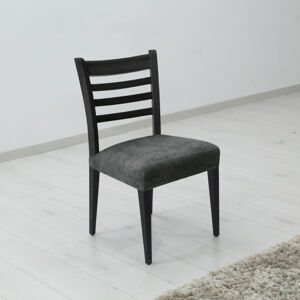 Poťah elastický na sedák stoličky, komplet 2 ks Estivella odolný proti škvrnám, tmavo šedá