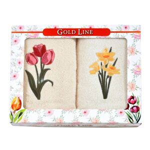 Darčekové balenie 2 ks froté uterákov, Narcis a tulipány, 50 x 100 cm