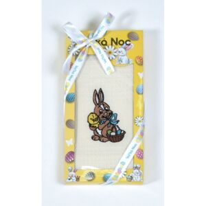 Bavlnená utierka Darčekové balenie, Veľkonočný zajačik s kuriatkom, 50 x 70 cm
